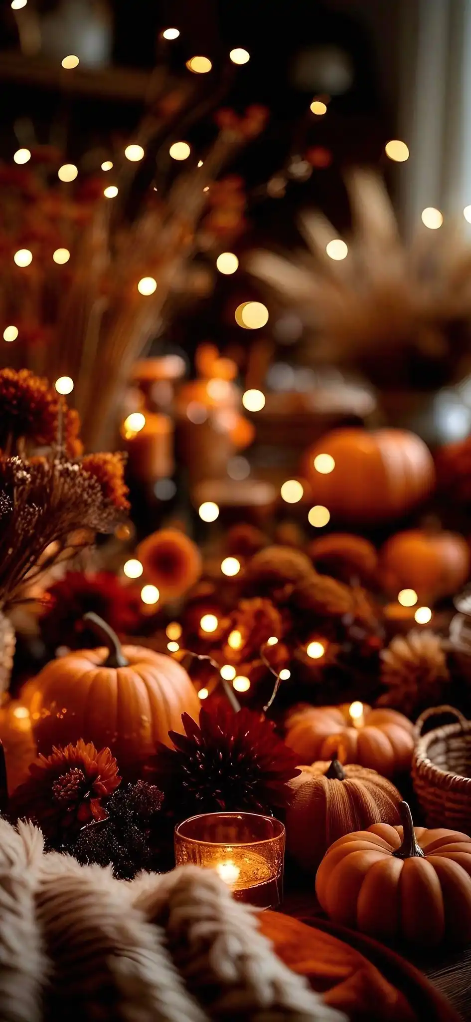 Cozy Autumn Pumpkins Candlelight Decor HD