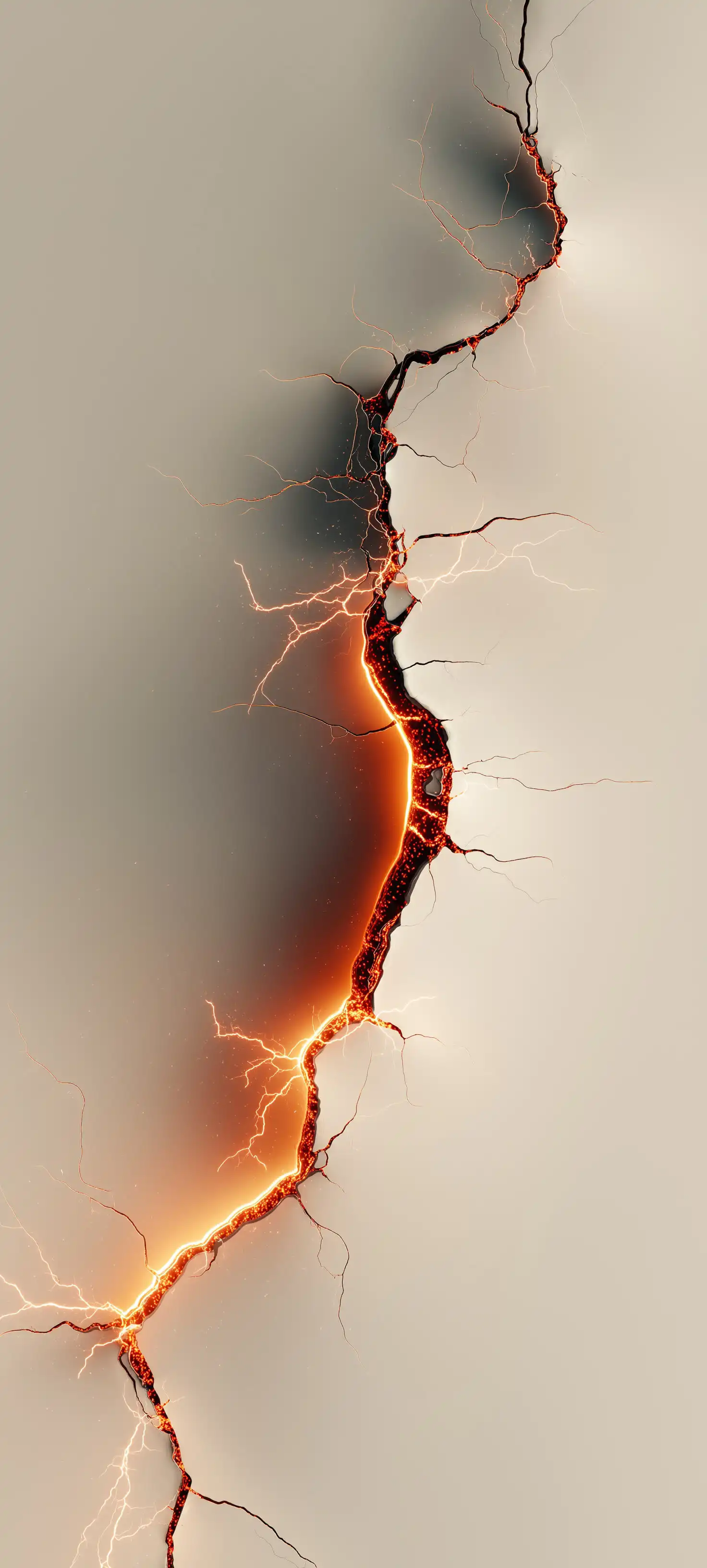 Cracked Lava Earth Glow Orange Black 4K