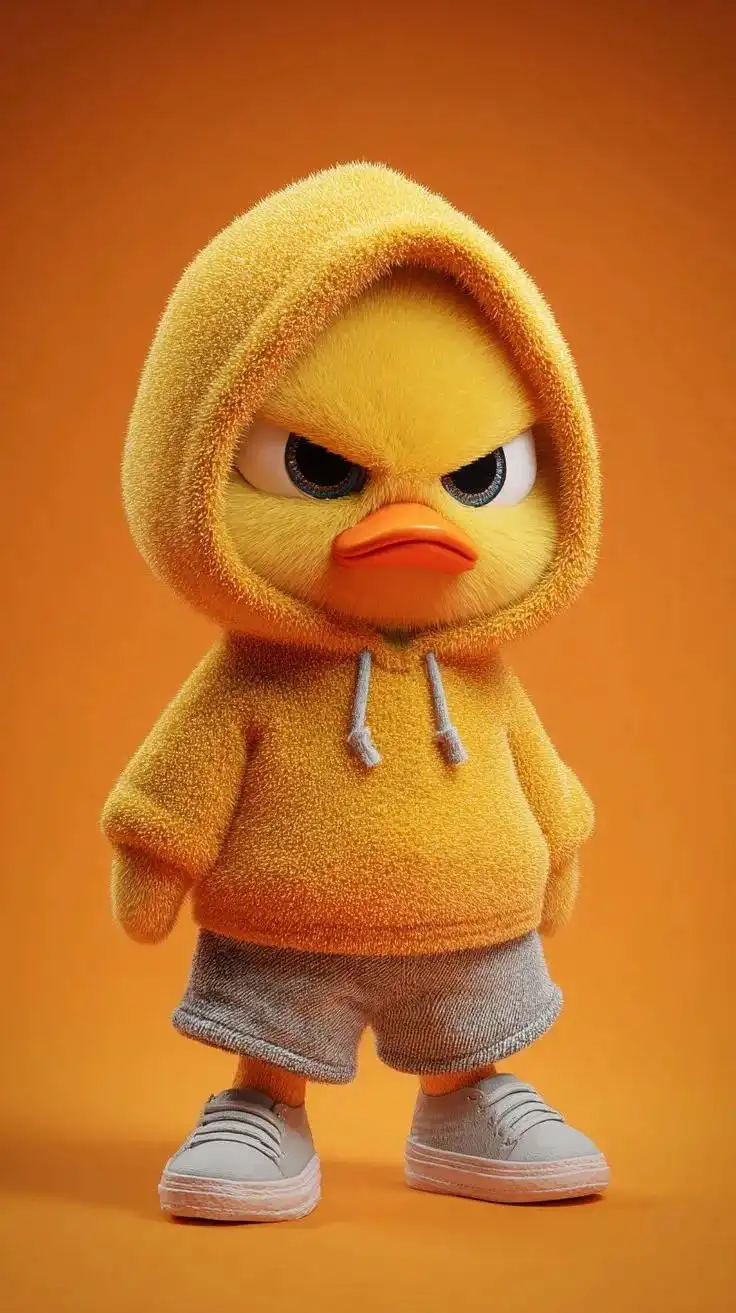 Cute Angry Yellow Duck in Hoodie