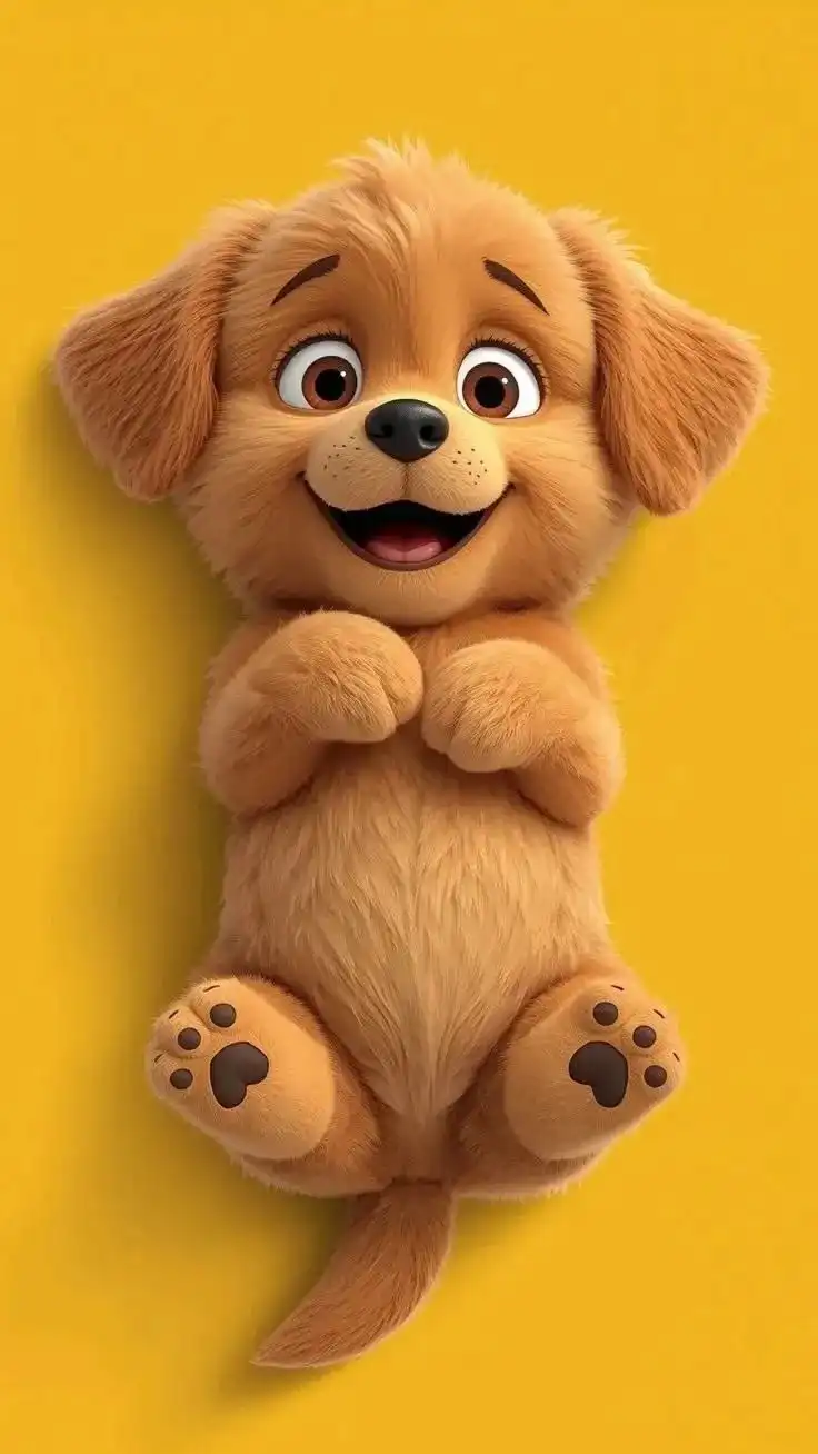 Cute Golden Puppy Lying on Back HD
