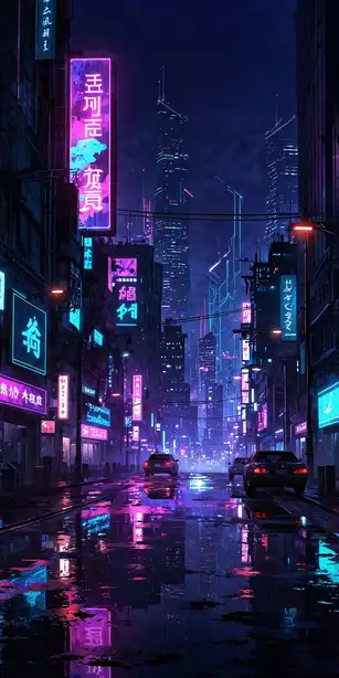 Cyberpunk Neon Cityscape at Night