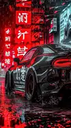 Cyberpunk Street Racer in Neon Rain