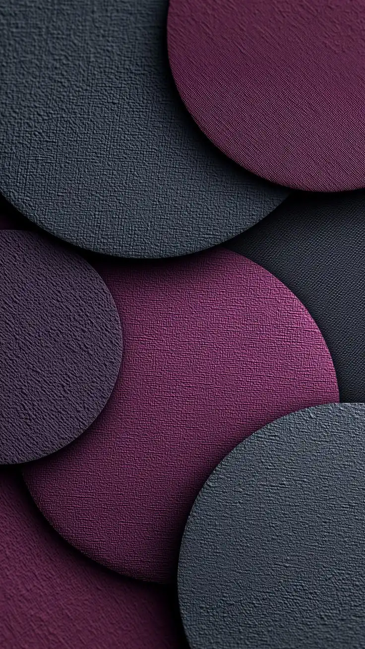 Dark Burgundy Gray Textured Circles 4K