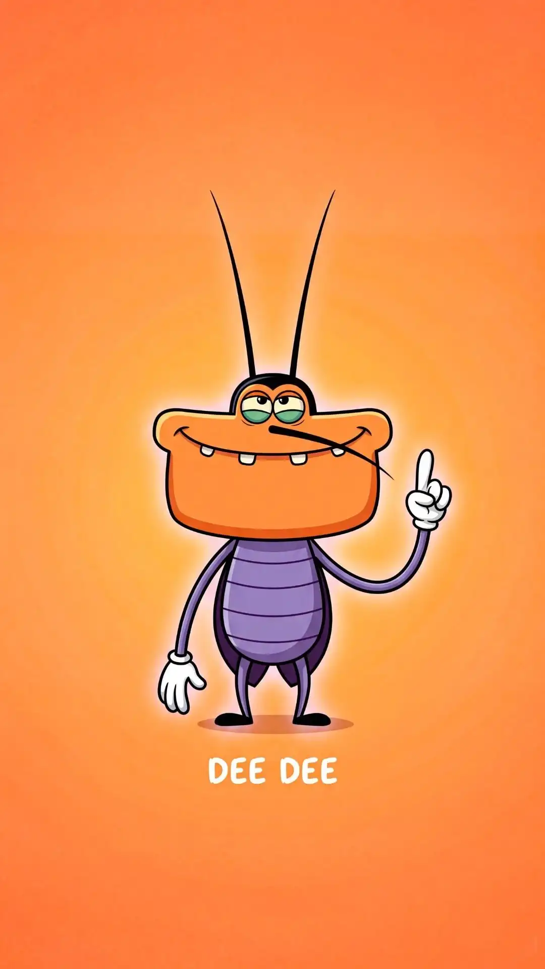 Dee Dee Orange Cockroach Pointing Pose 4K