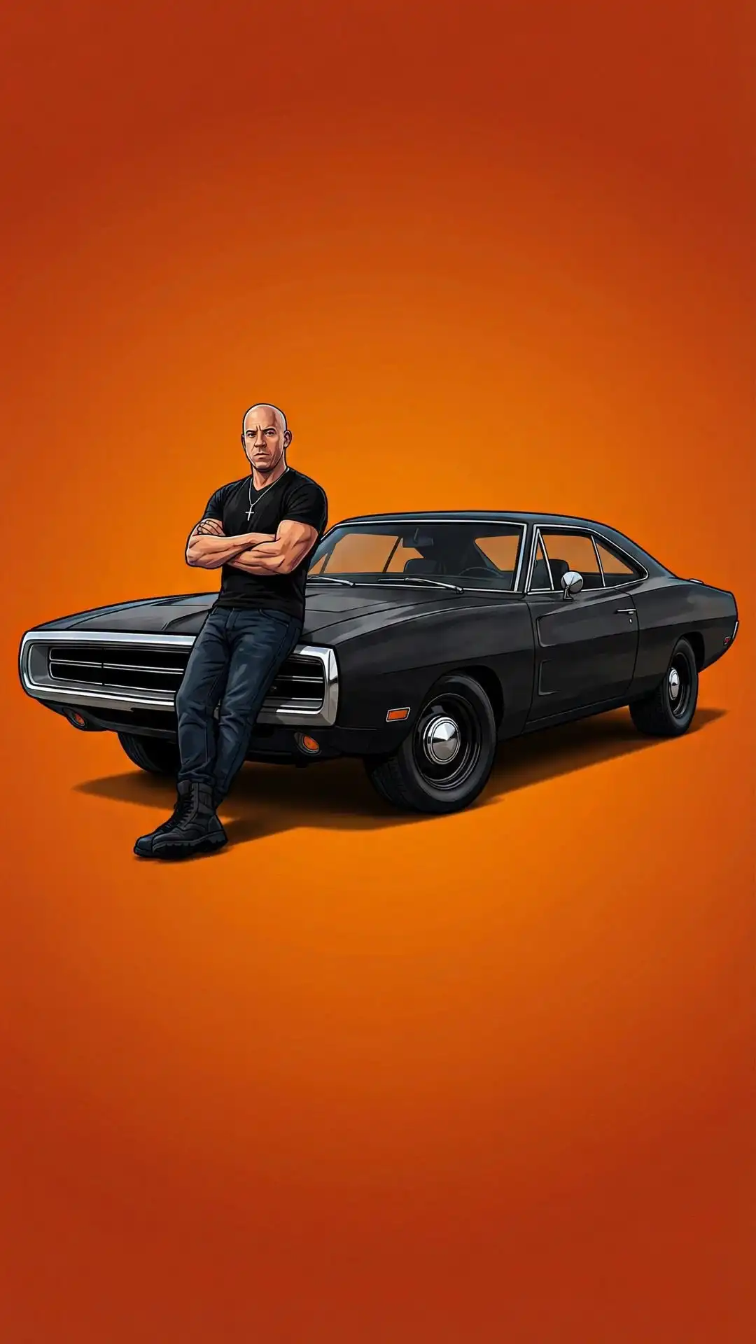 Dominic Toretto Muscle Car Orange Glow 4K