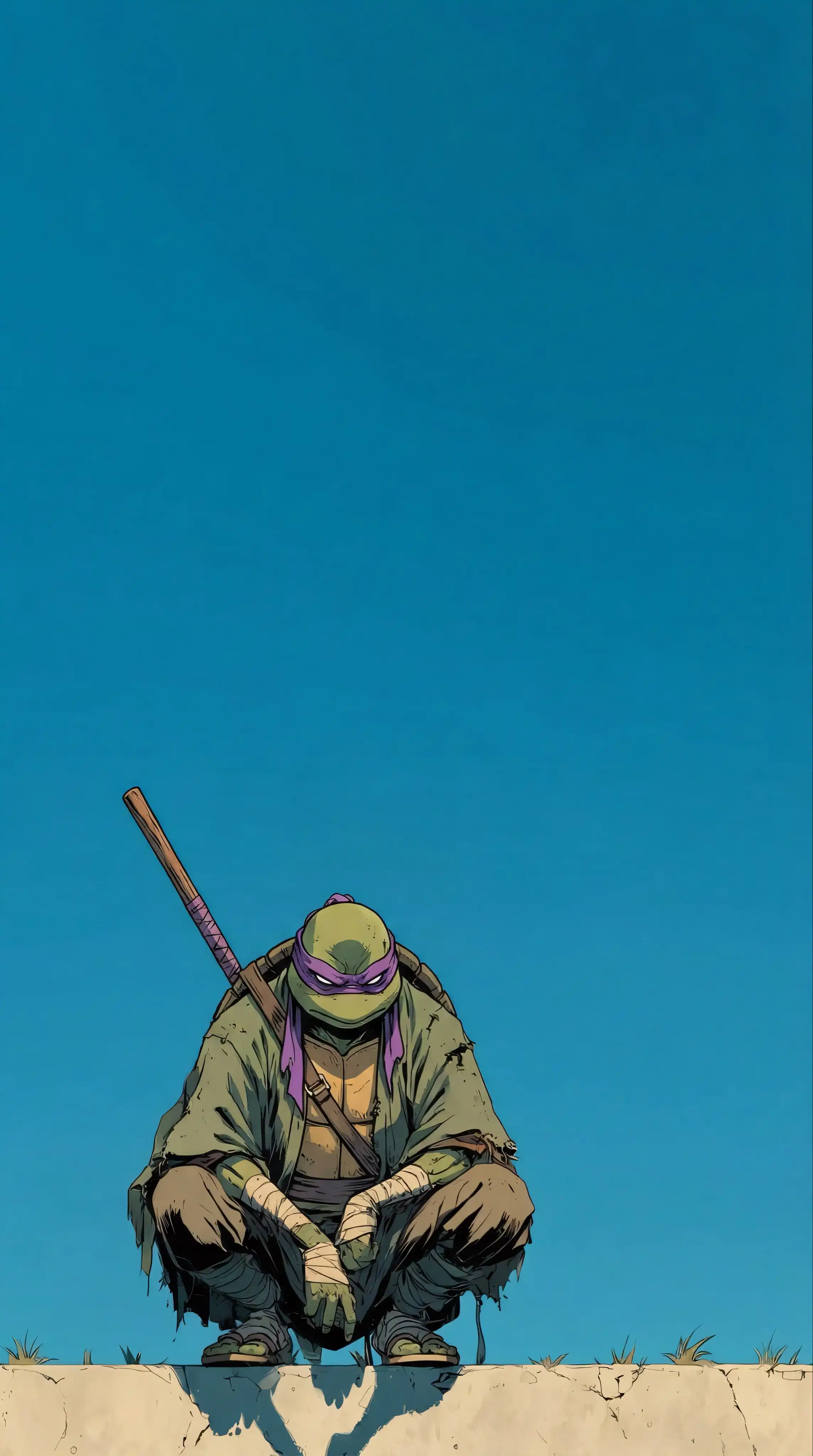 Donatello TMNT Rooftop Bo Staff Blue Sky 4K