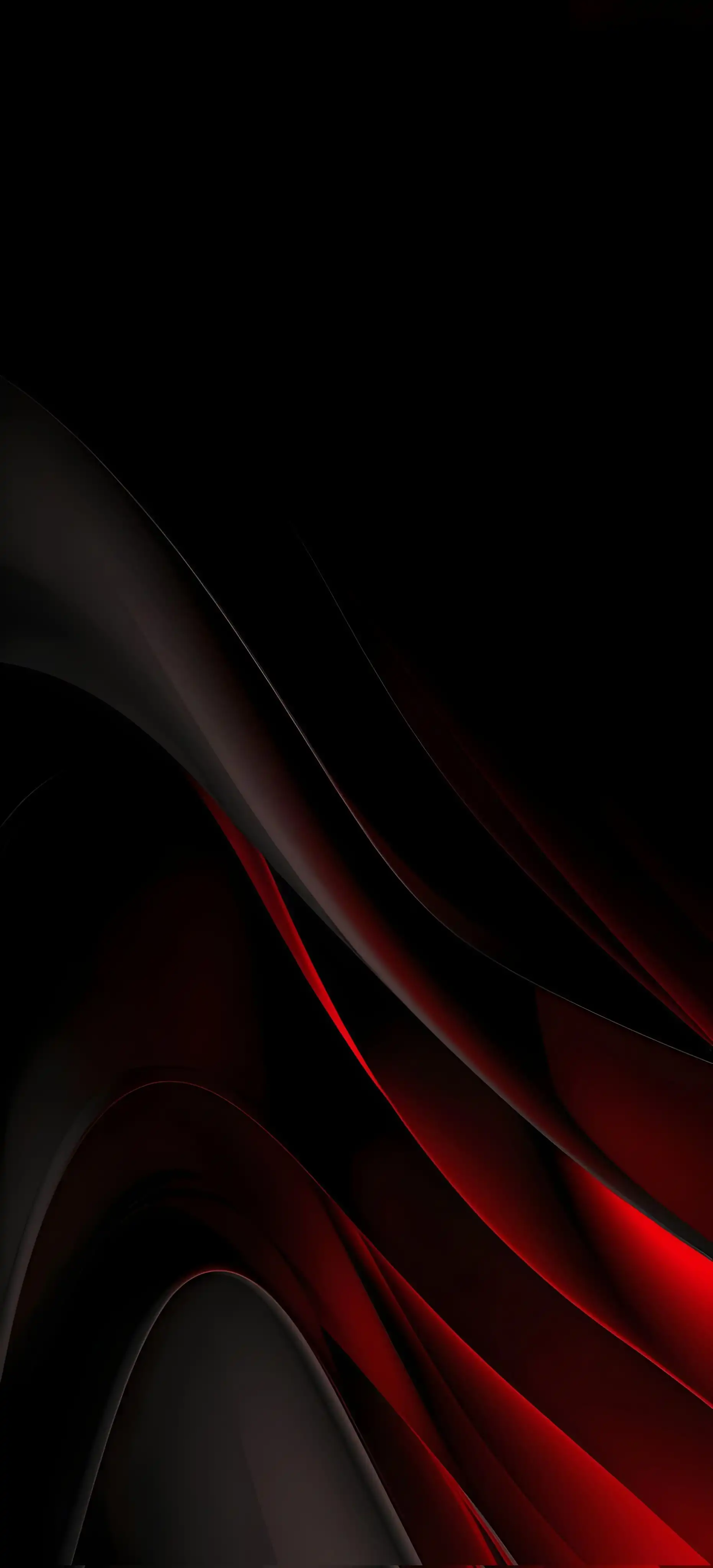 Dramatic Black Red Flowing Abstract Curves 4K