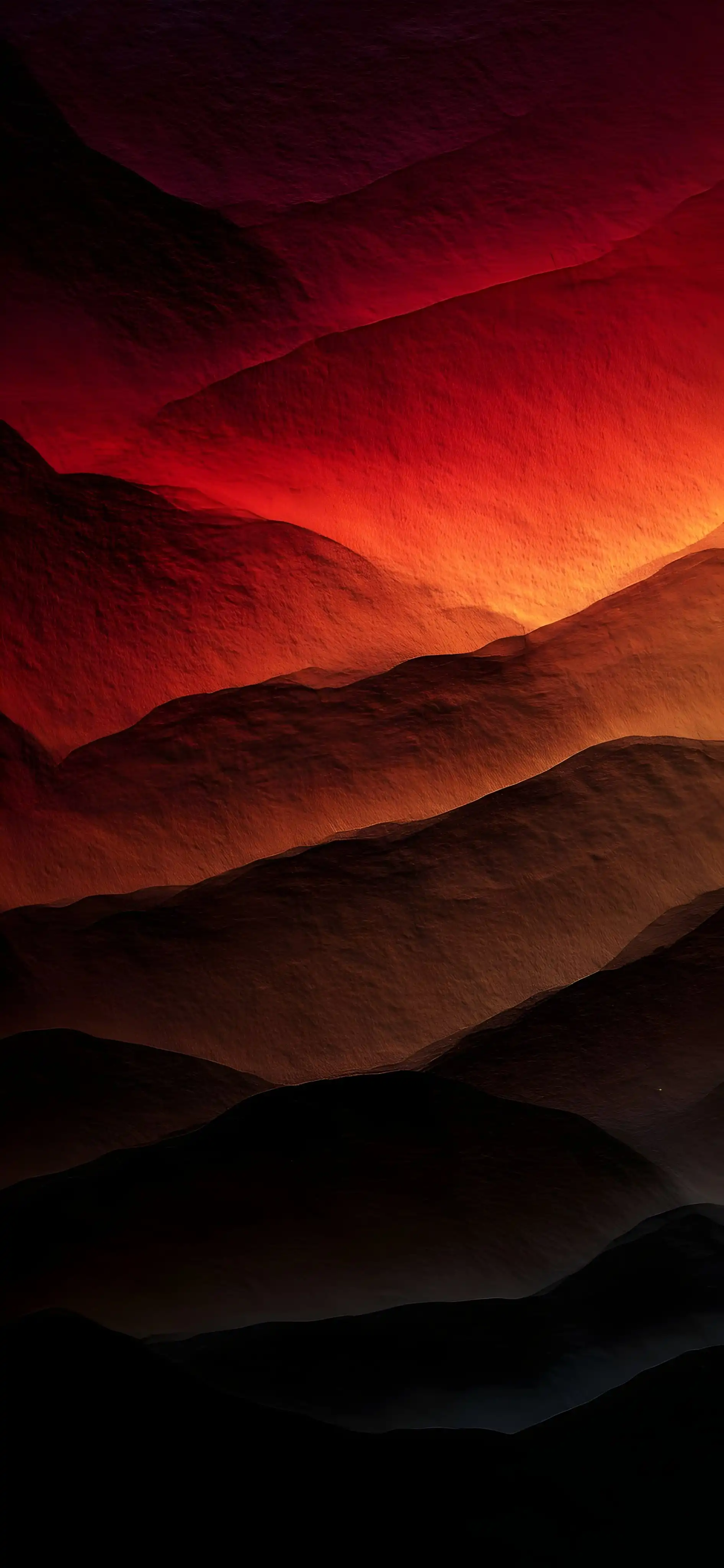 Dramatic Fiery Red Mountains Silhouette 4K