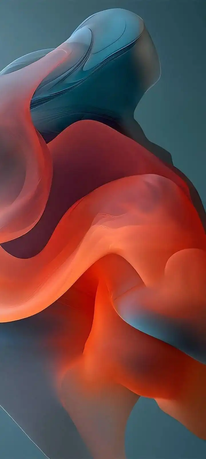 Dynamic Red Orange Blue Fluid Wave Layers 4K