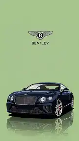 Elegant Navy Blue Bentley Continental GT Illustration on Soft Green Background