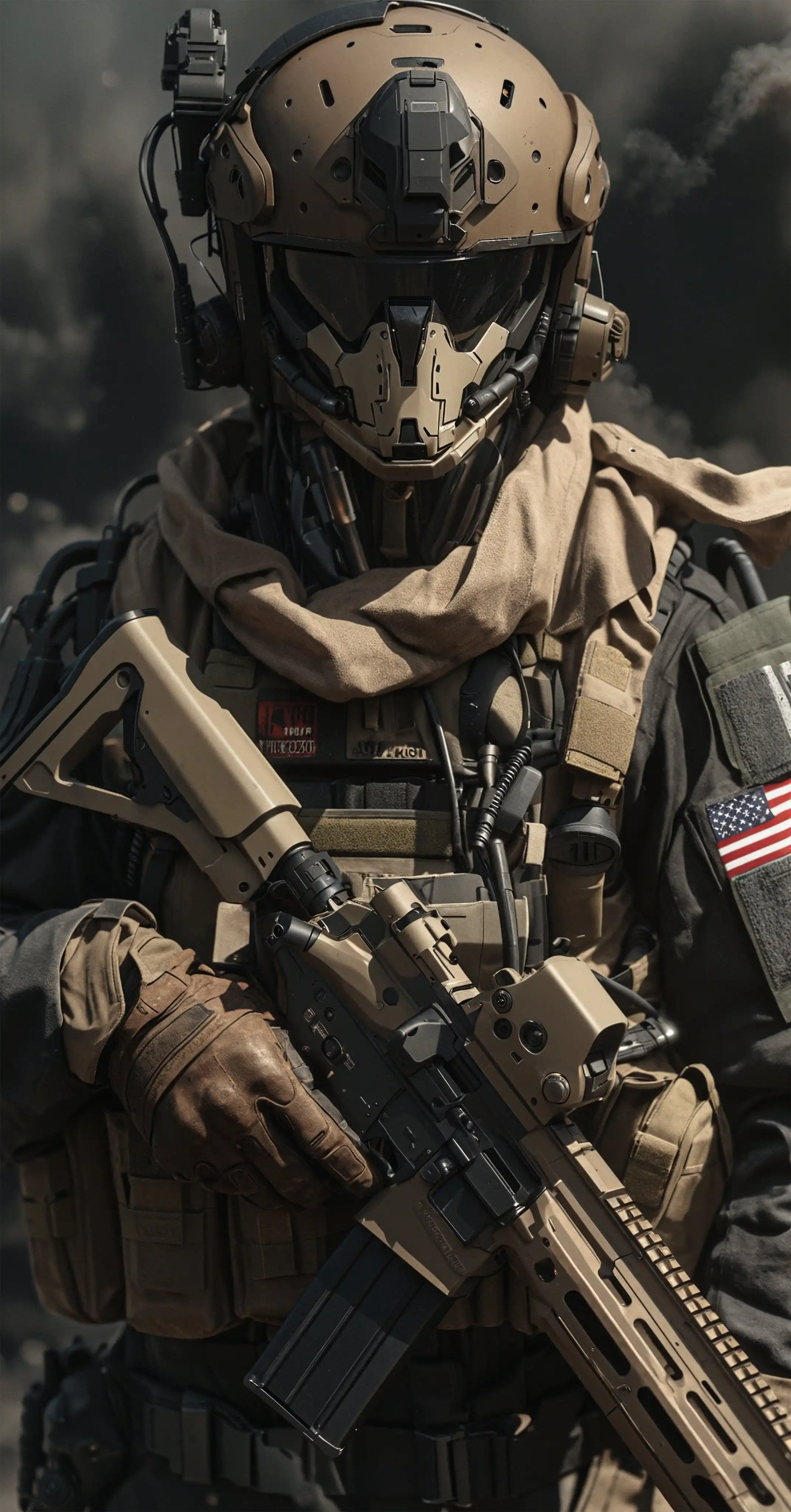 Elite Operator Tan Tactical Helmet Smoke 4K