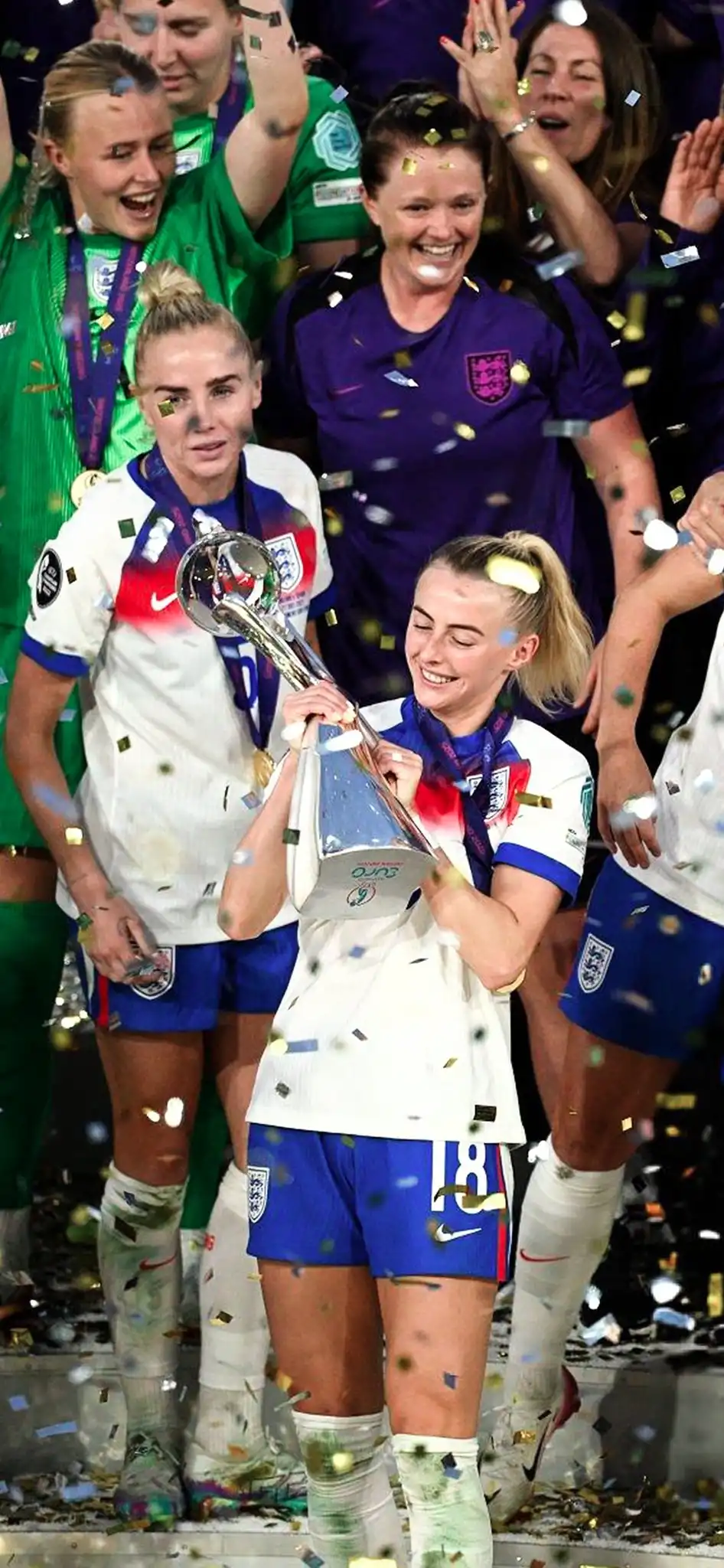 England Lionesses Team Trophy Celebration with Confetti