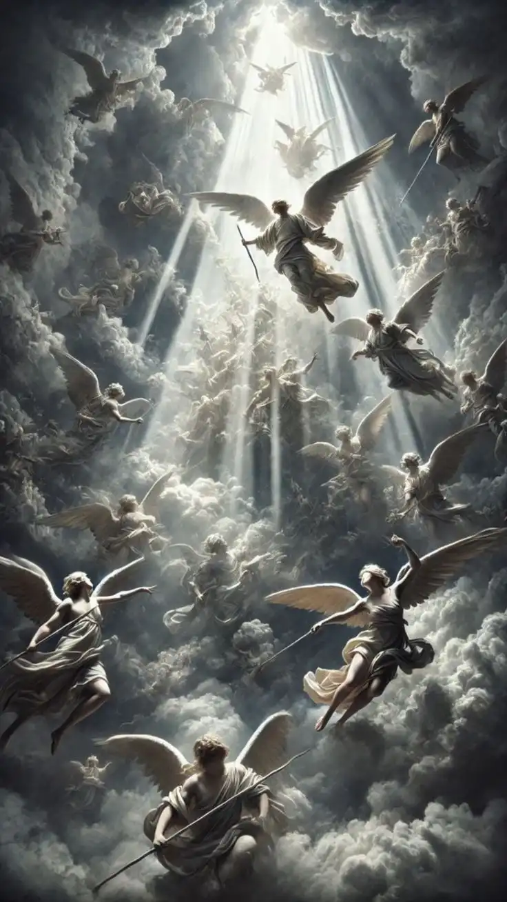 Epic Angels Heaven Light Beams Dramatic Clouds 4K