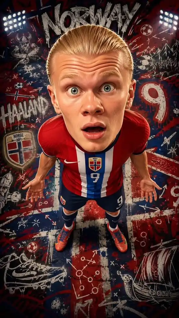 Erling Haaland Norway Caricature