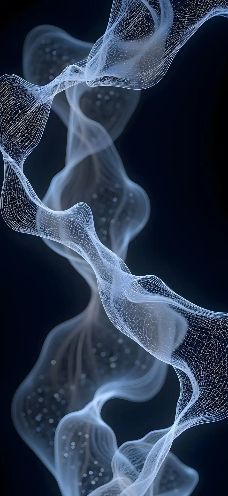 Ethereal White Blue Mesh Waves