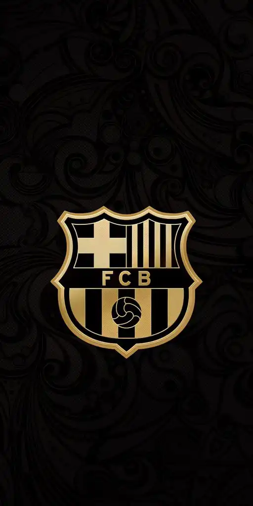 FC Barcelona Gold Crest on Dark Ornate Background