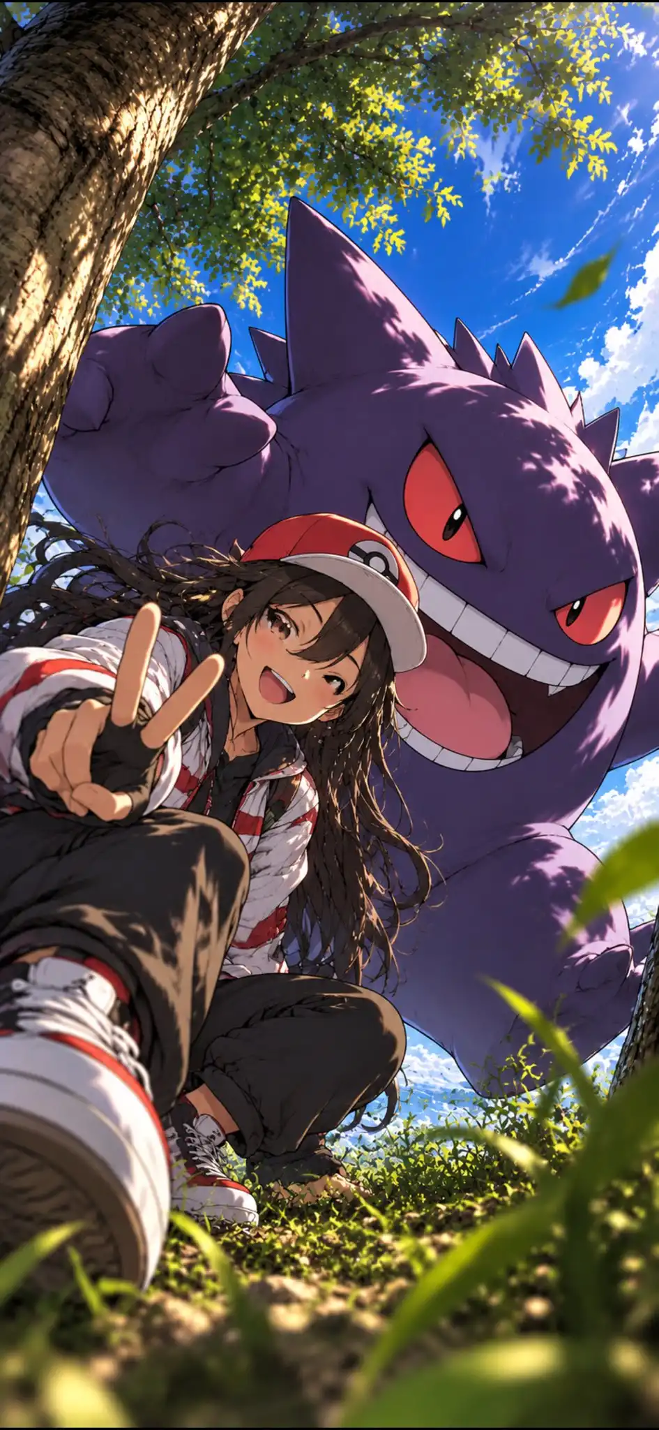 Female Trainer and Gengar Selfie Adventure