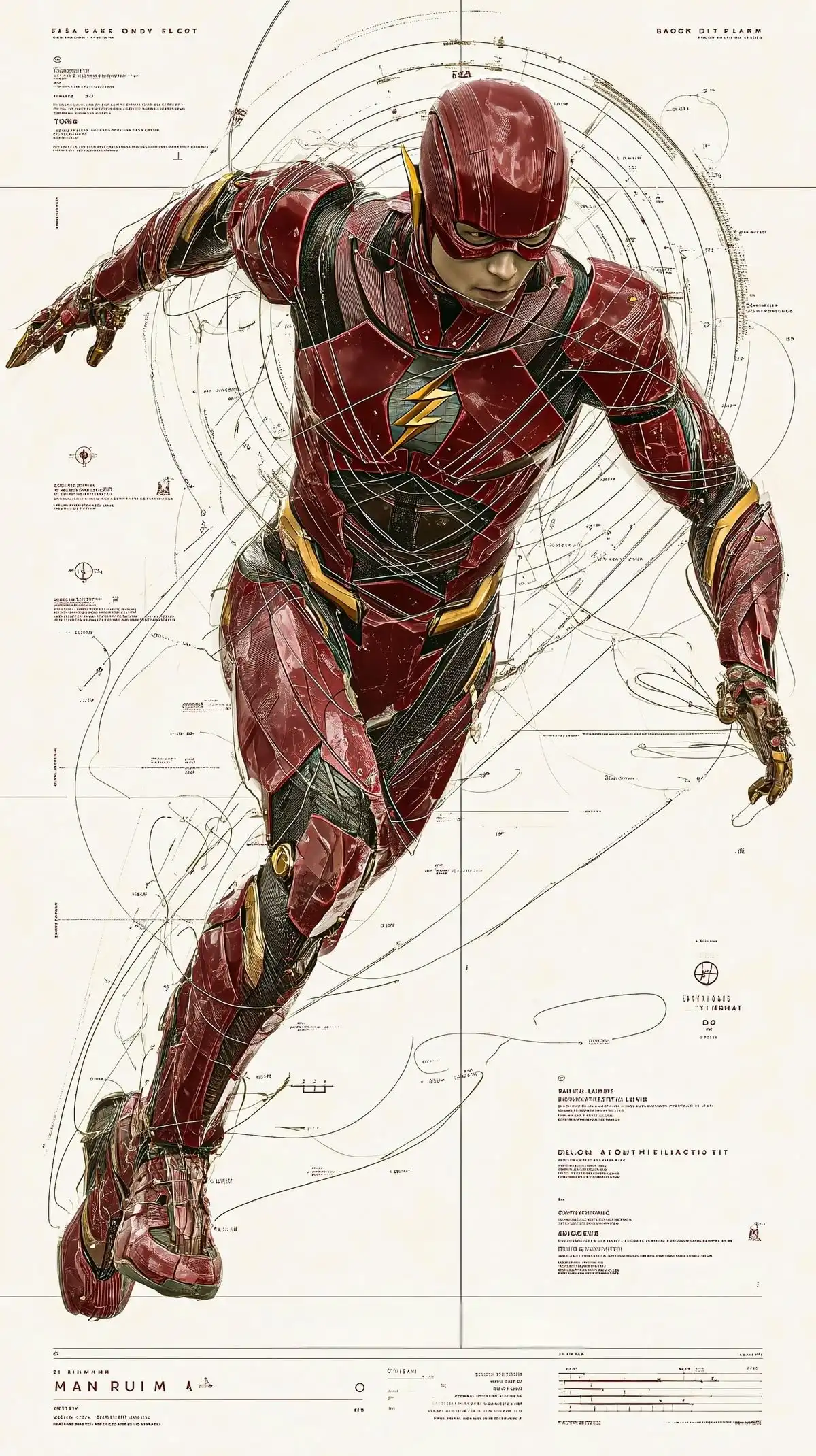 Flash Blueprint Wireframe Speed Hero 4K