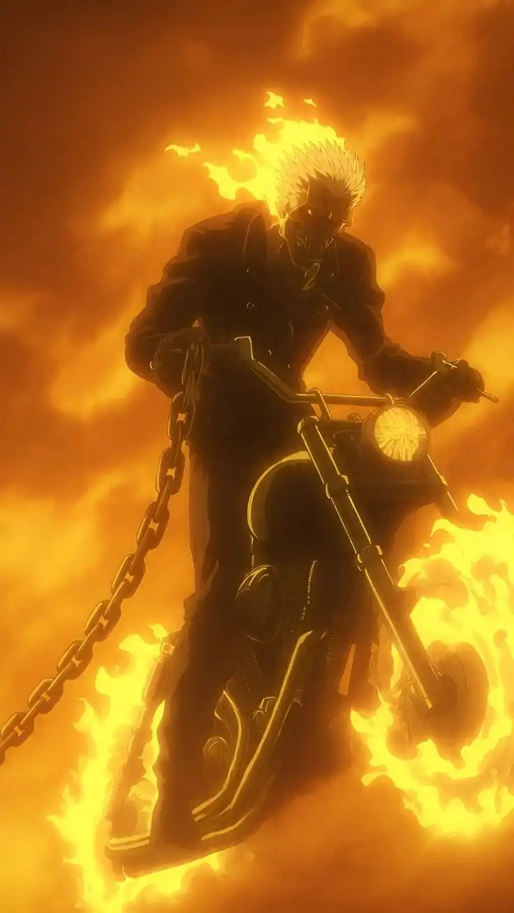 Ghost Rider on Flaming Motorcycle HD