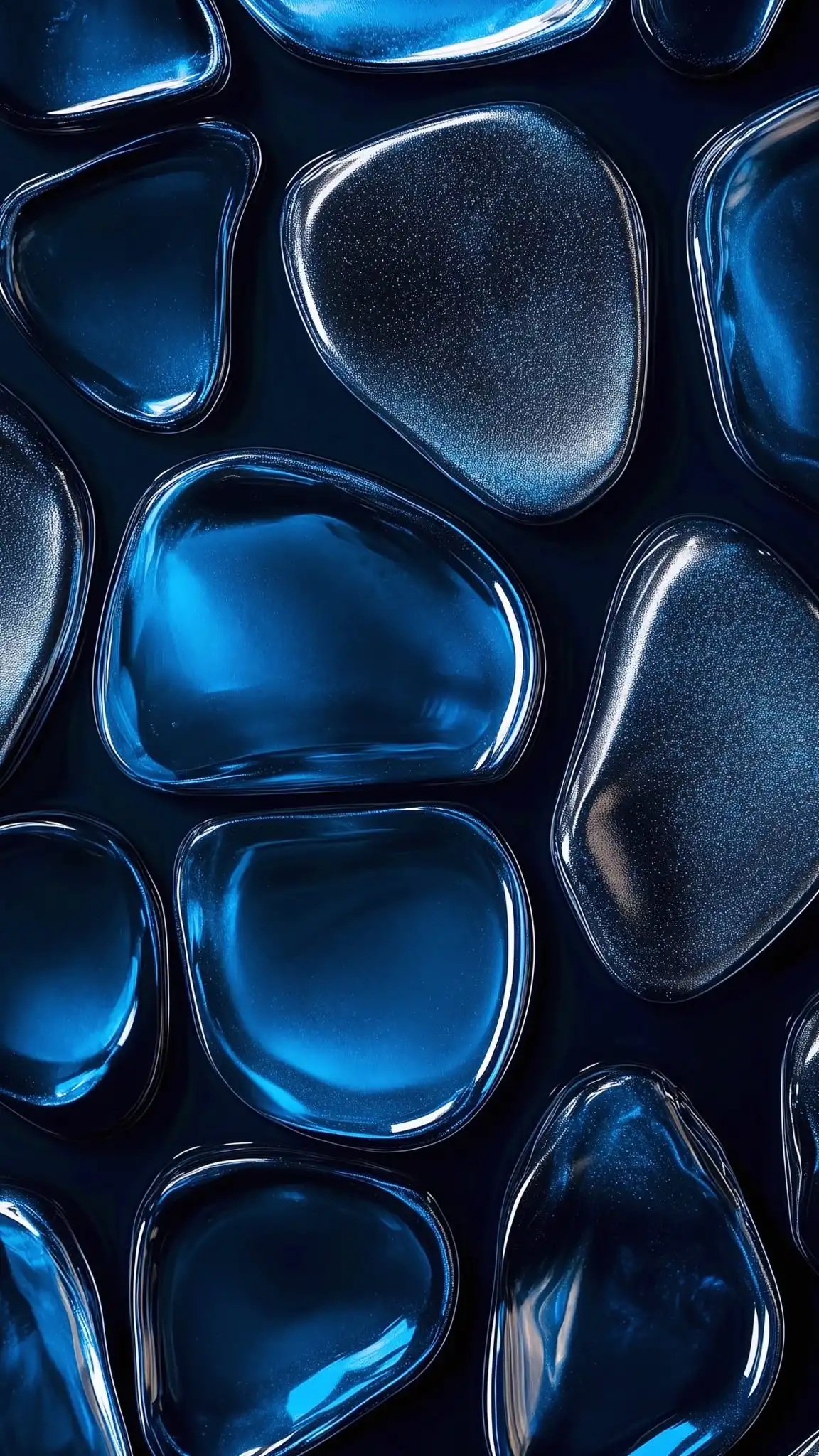 Glossy Blue Pebble Fluid Abstract