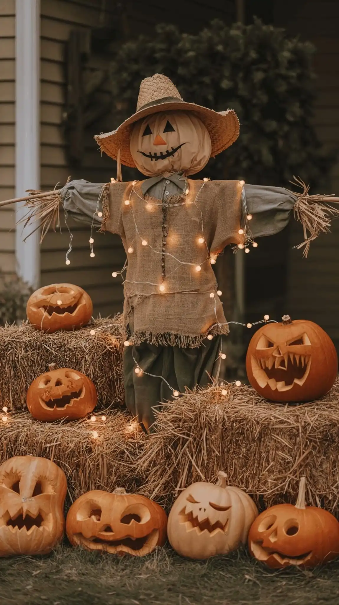 Halloween Scarecrow with Jack O Lanterns HD