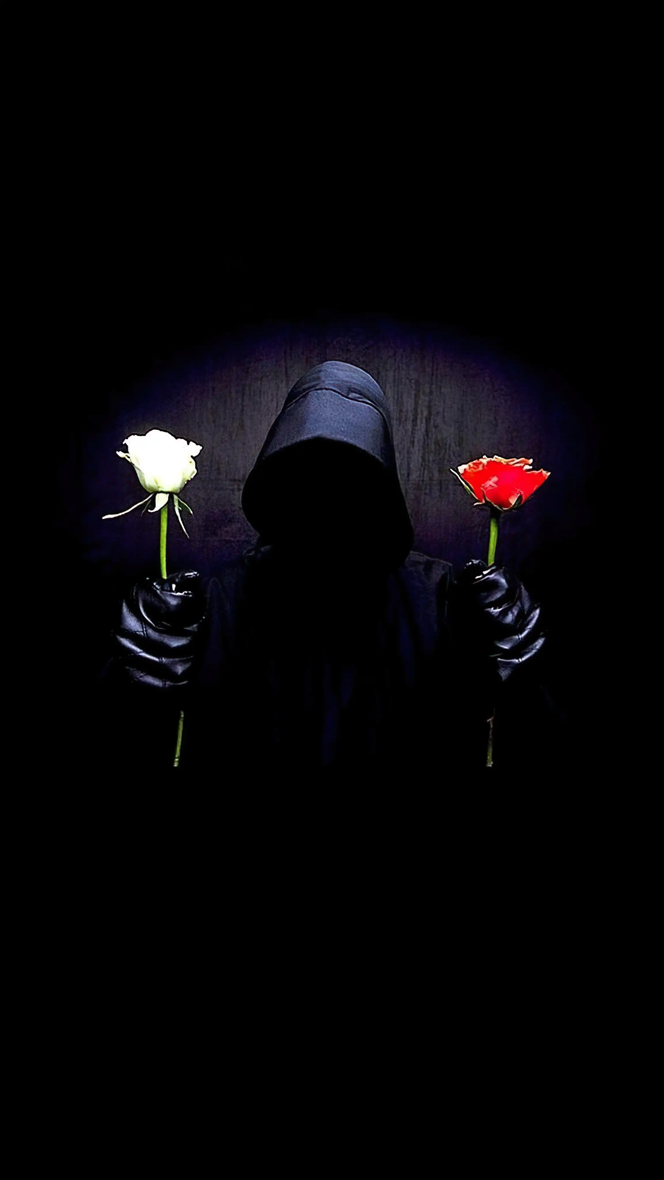 Hooded Grim Reaper Dual Roses Black Void Glow 4K