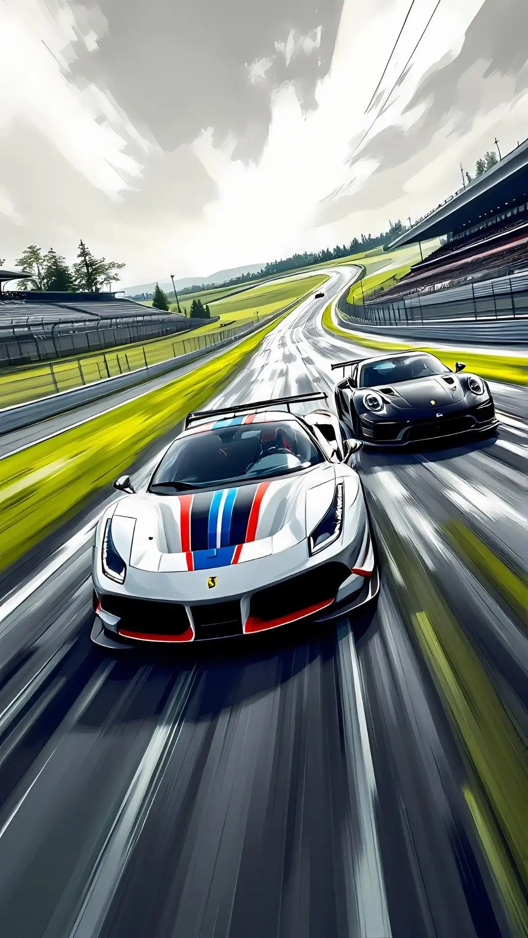 Hypercar Racing Battle Sunset Track 4K