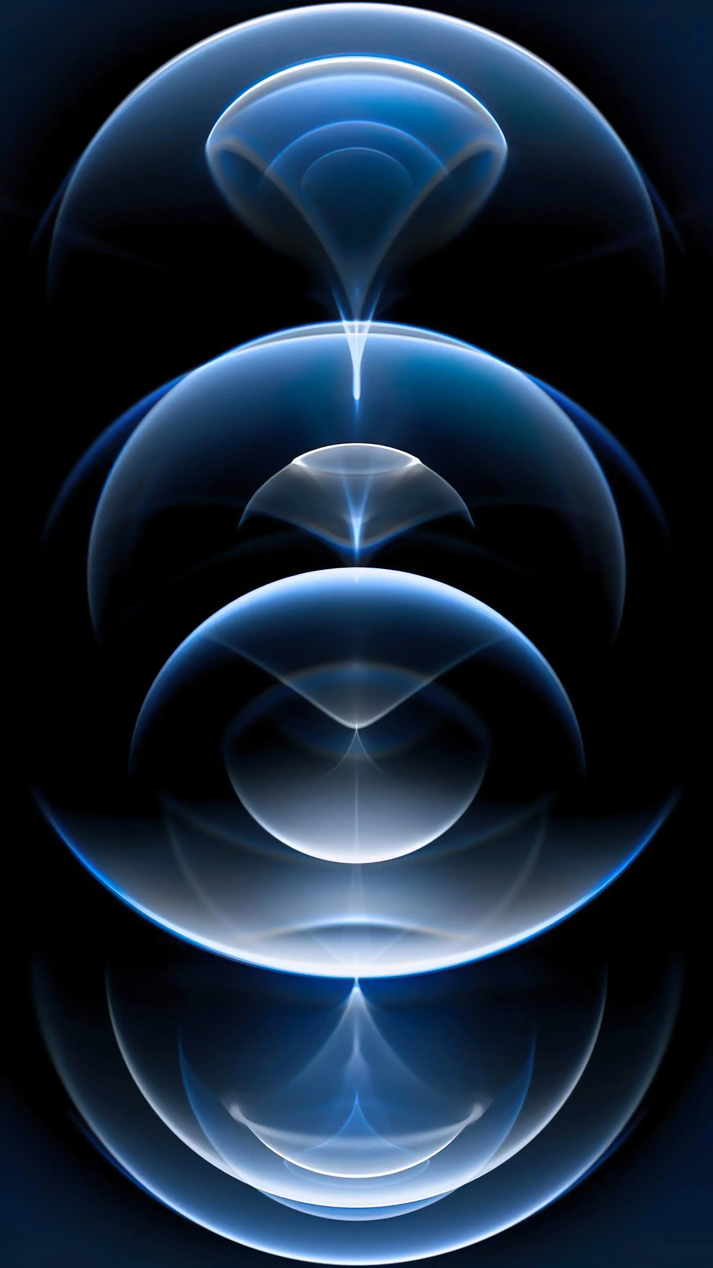 Hypnotic Blue Black Concentric Sphere Glow 4K