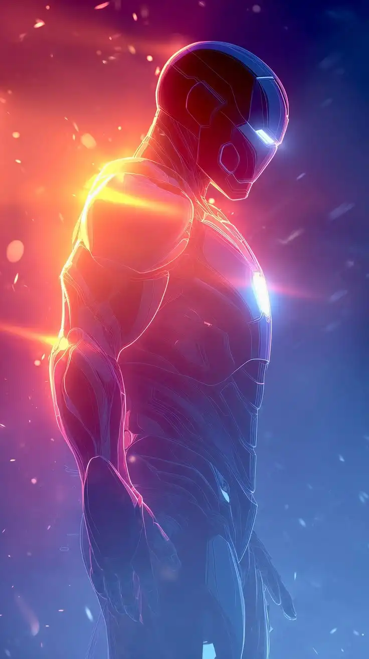 Iron Man Mark Armor Neon Blue Glow Snow 4K