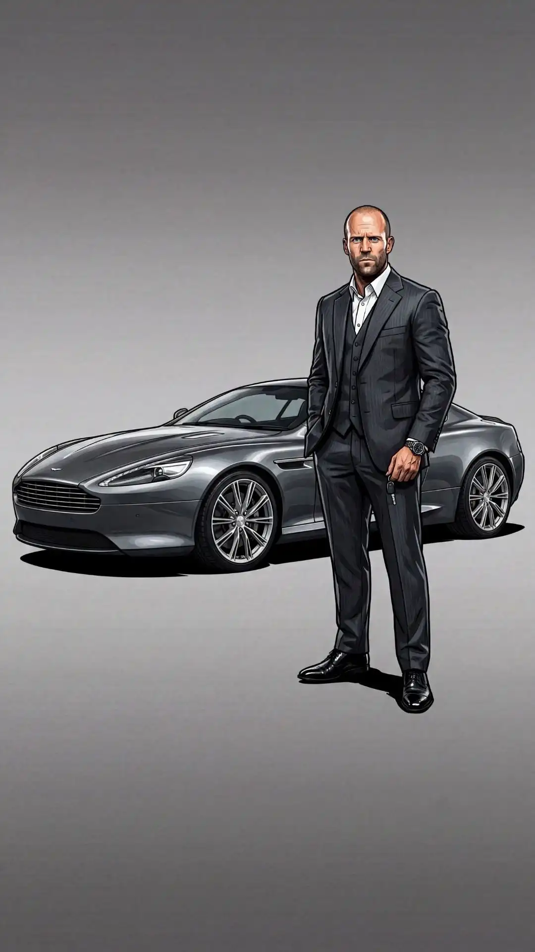Jason Statham Aston Martin Suit Boss Pose 4K