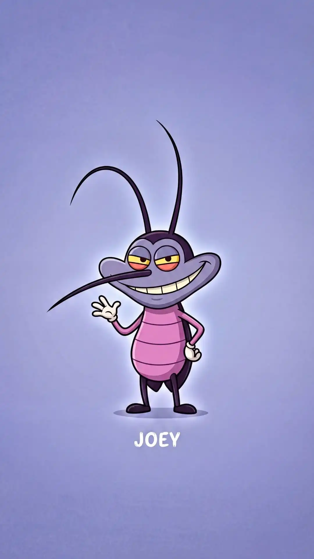 Joey Purple Cockroach Waving Smirk Purple Glow 4K