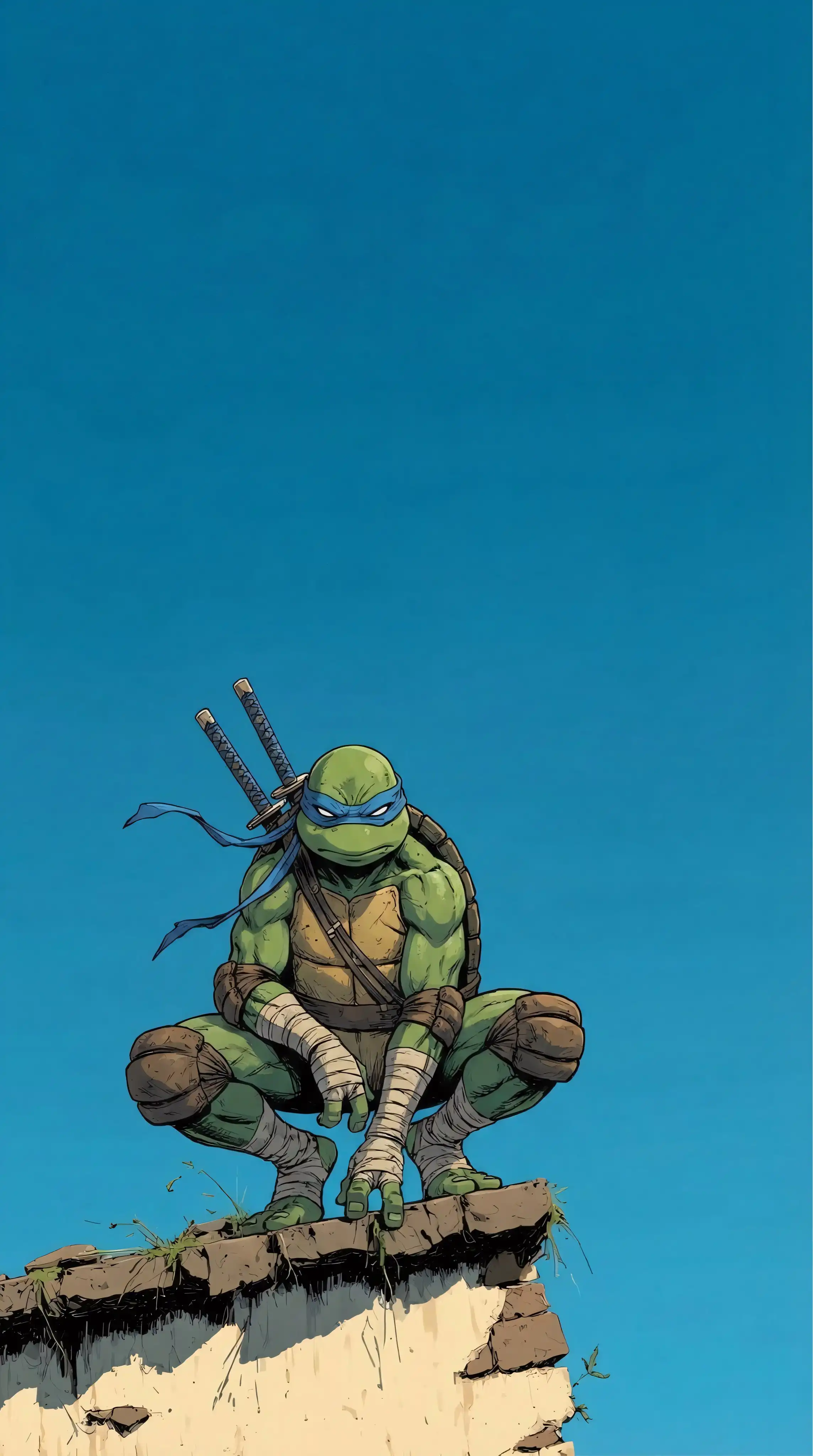 Leonardo TMNT Rooftop Swords Blue Sky 4K