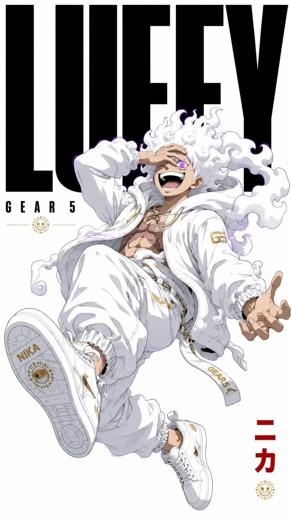 Luffy Gear 5 White Awakening Joyful 4K