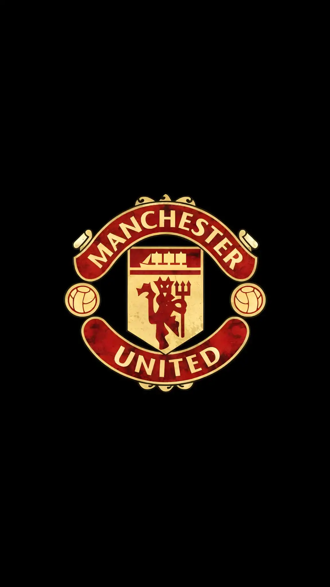 Manchester United Crest Red Gold on Black