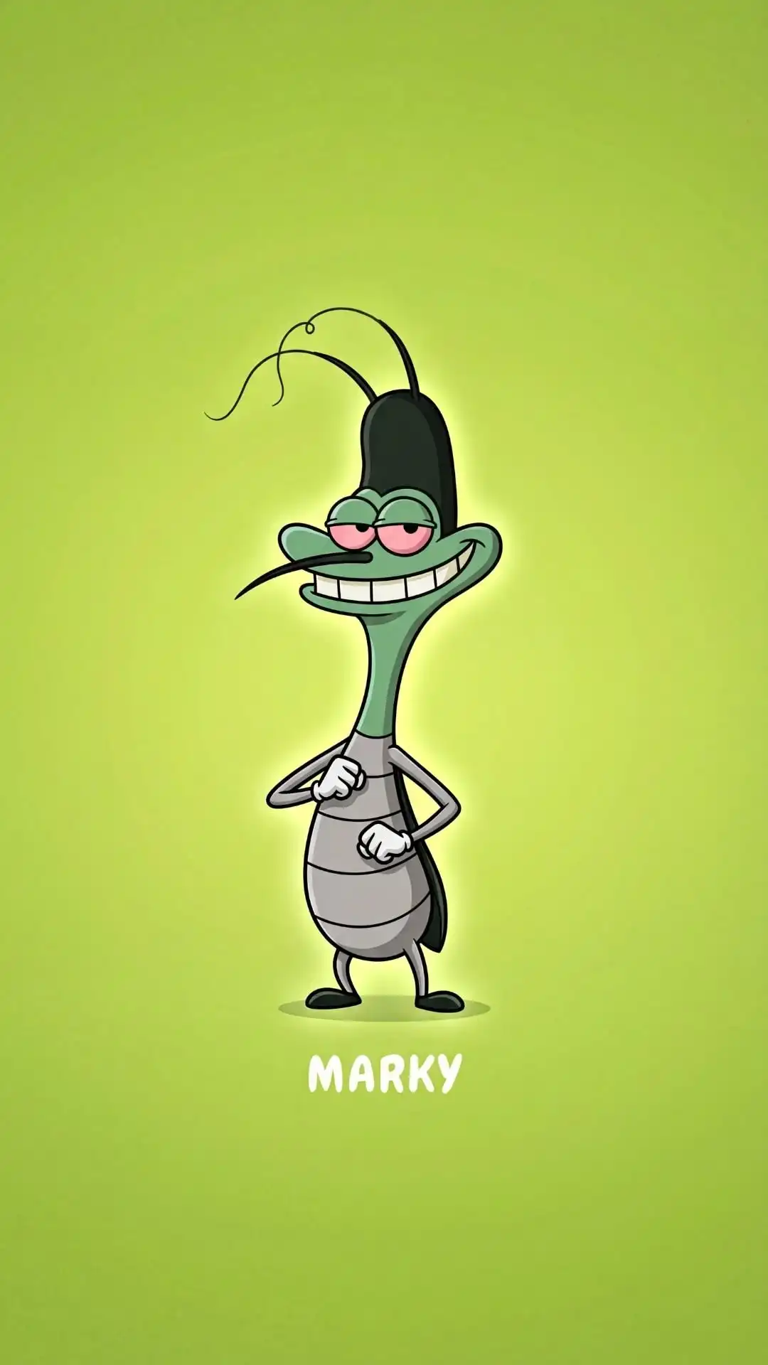 Marky Green Cockroach Smirk Pose Lime Glow 4K