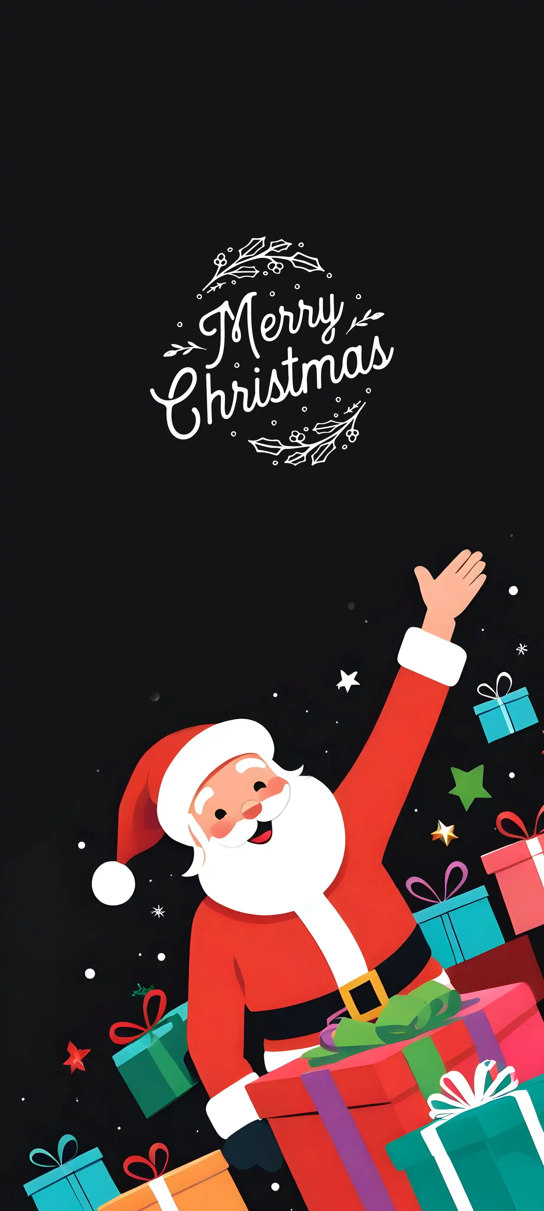 Merry Christmas Santa Gifts Dark 4K Cute