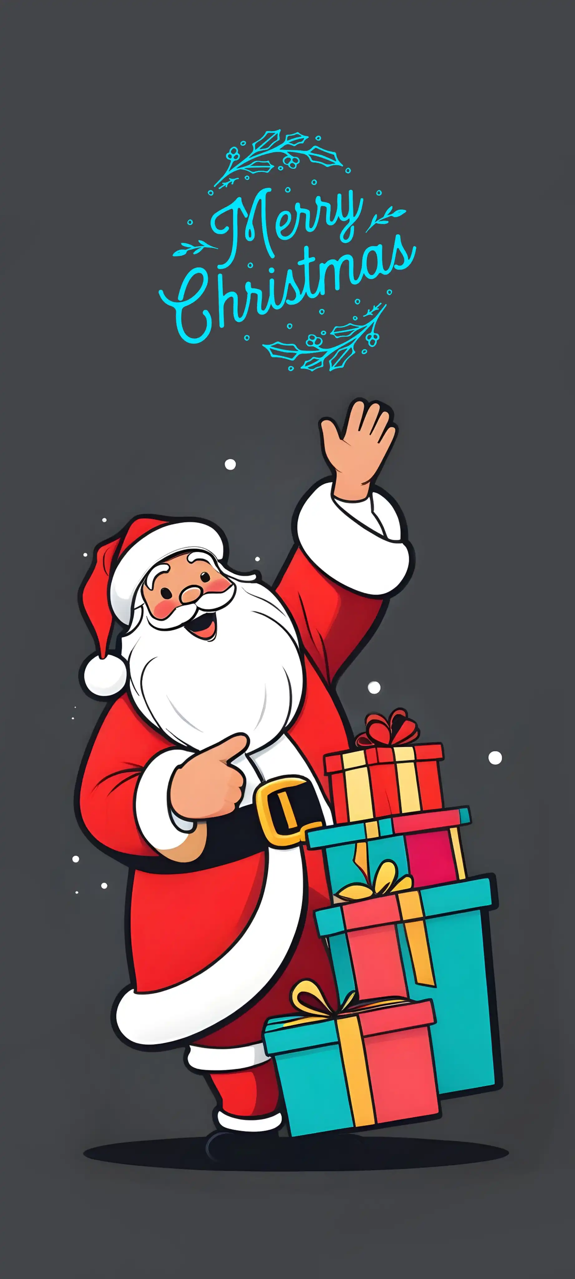 Merry Christmas Santa with Gifts Cute 4K