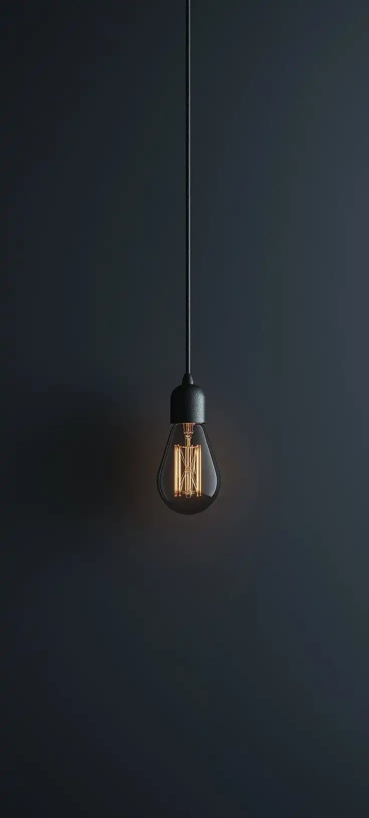 Minimal Hanging Light Bulb Dark Background