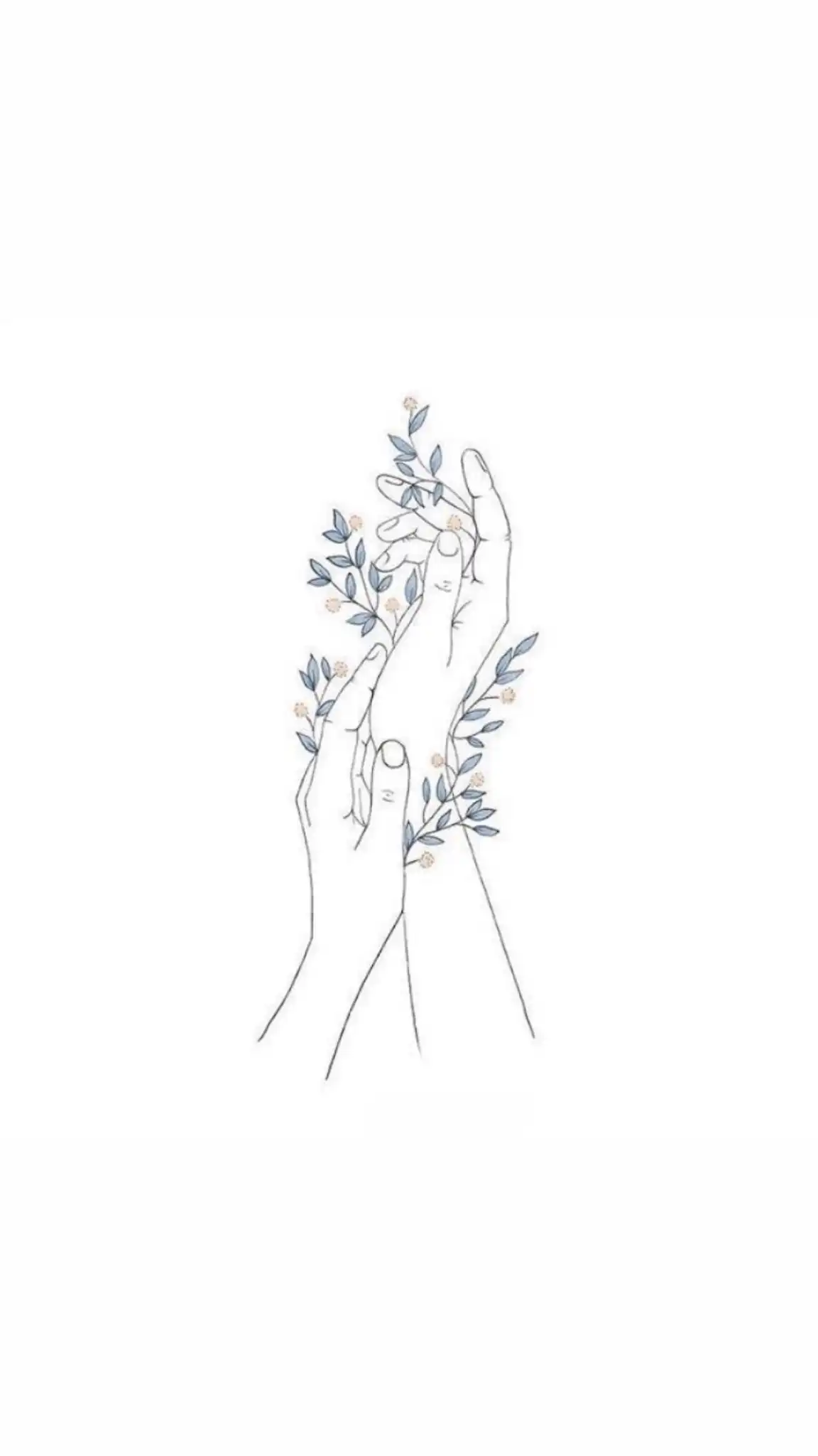 Minimalist Hands Holding with Delicate Flowers