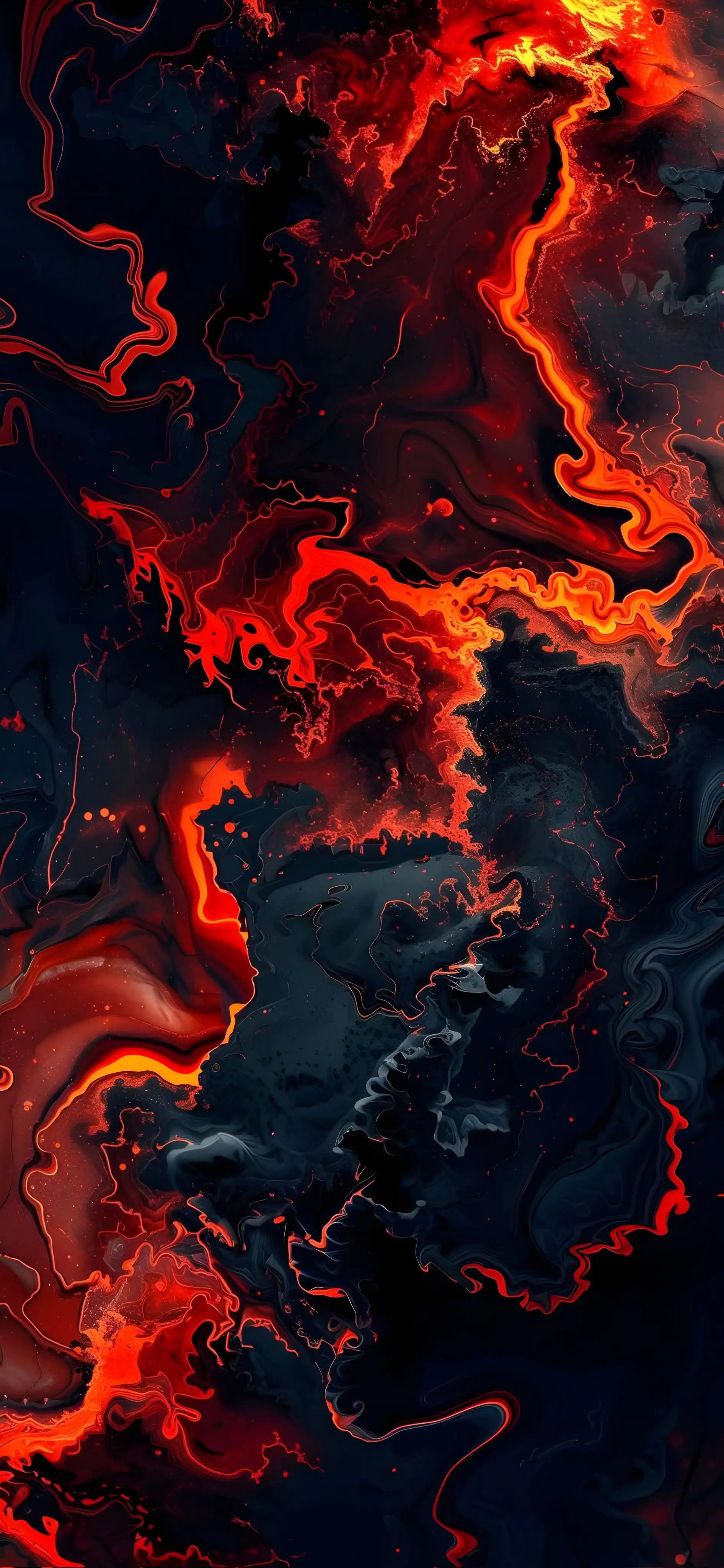 Molten Lava Red Black Abstract Fluid 4K