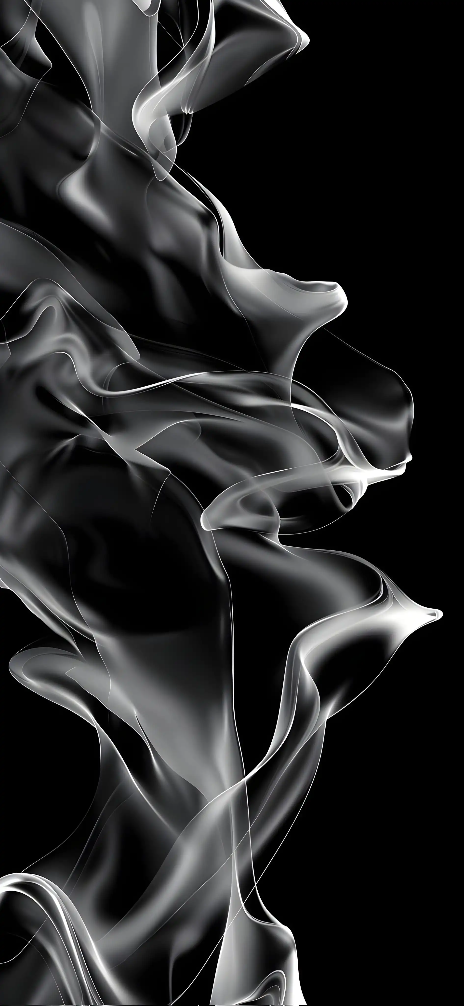 Monochrome Smoke Swirl Abstract Black 4K