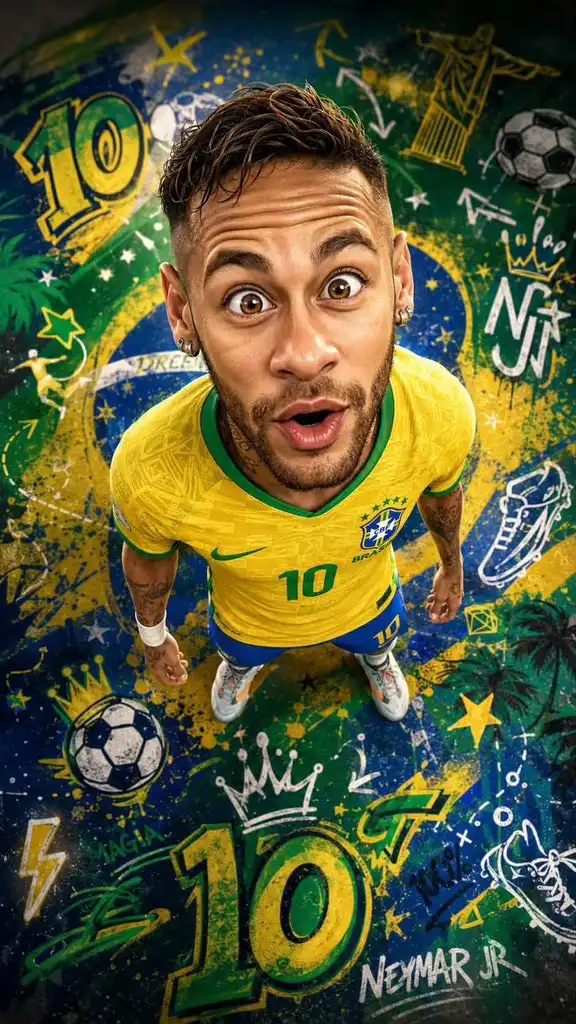 Neymar Jr Brazil Caricature