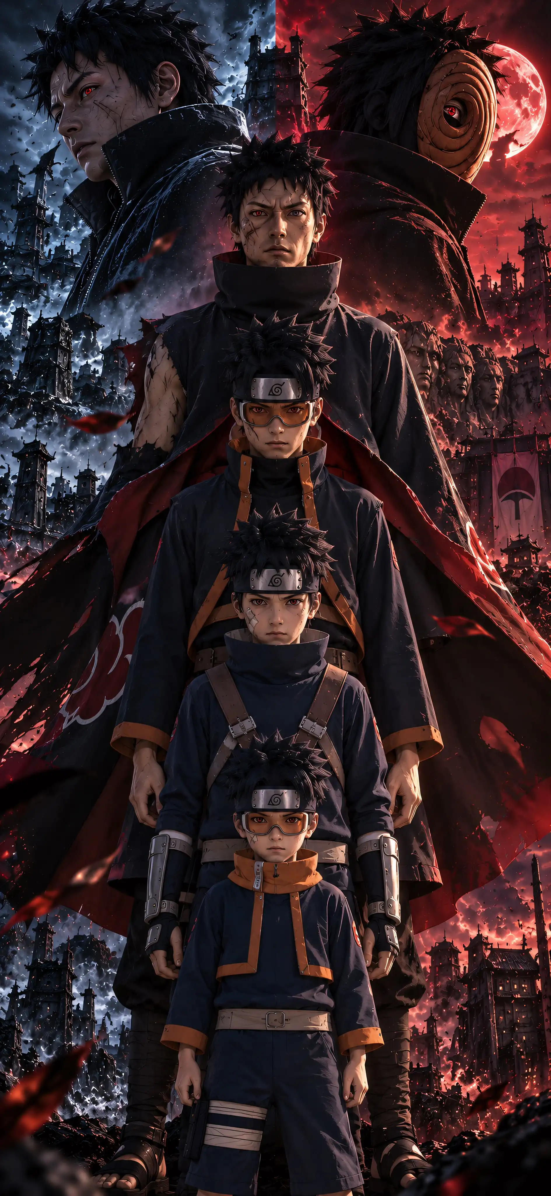Obito Uchiha Life Stages Dark Collage HD
