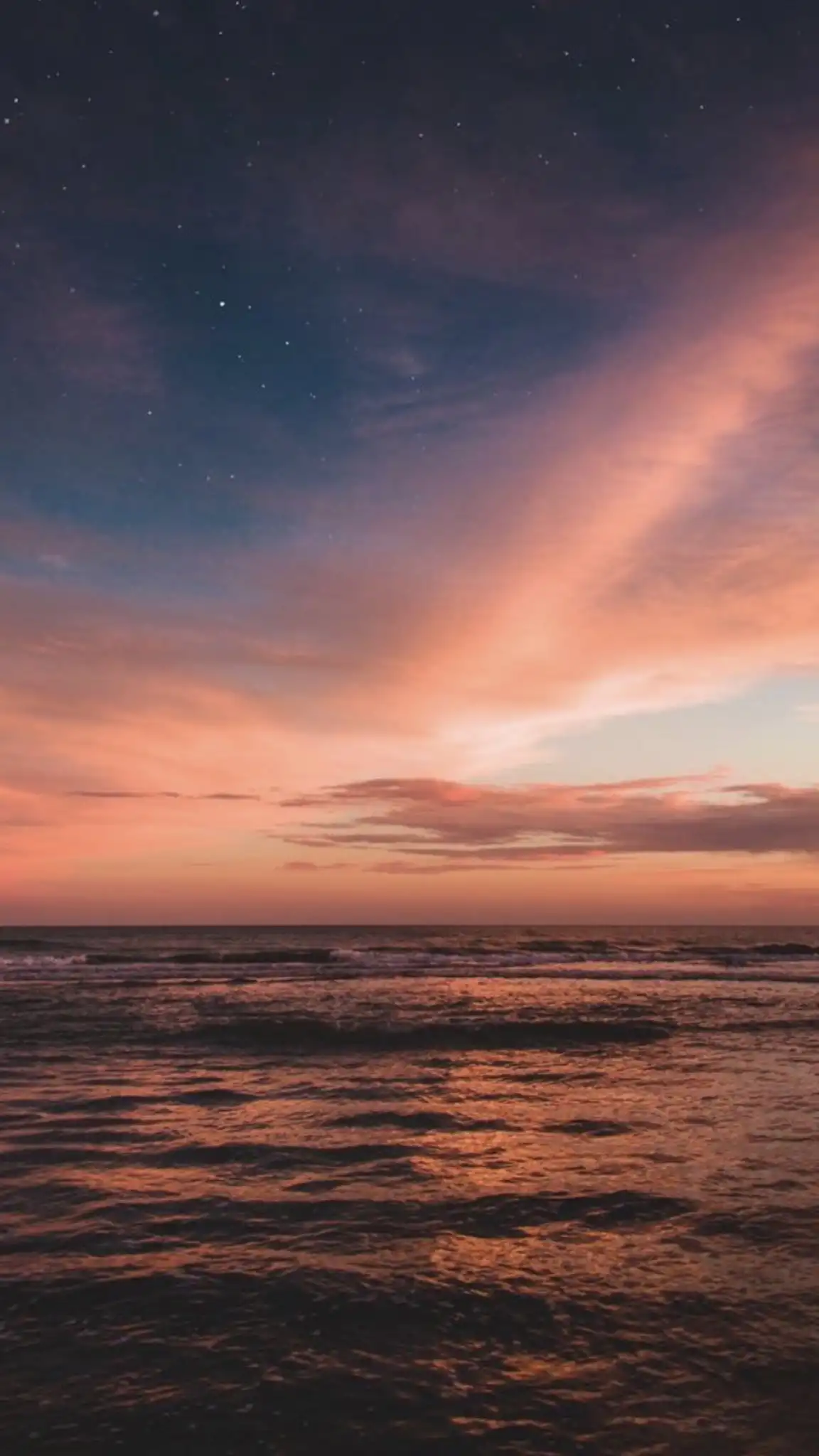 Ocean Sunset with Starry Sky Reflection