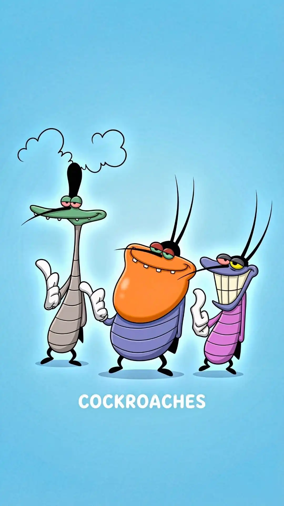 Oggy Cockroaches Gang Thumbs Up Blue Sky 4K