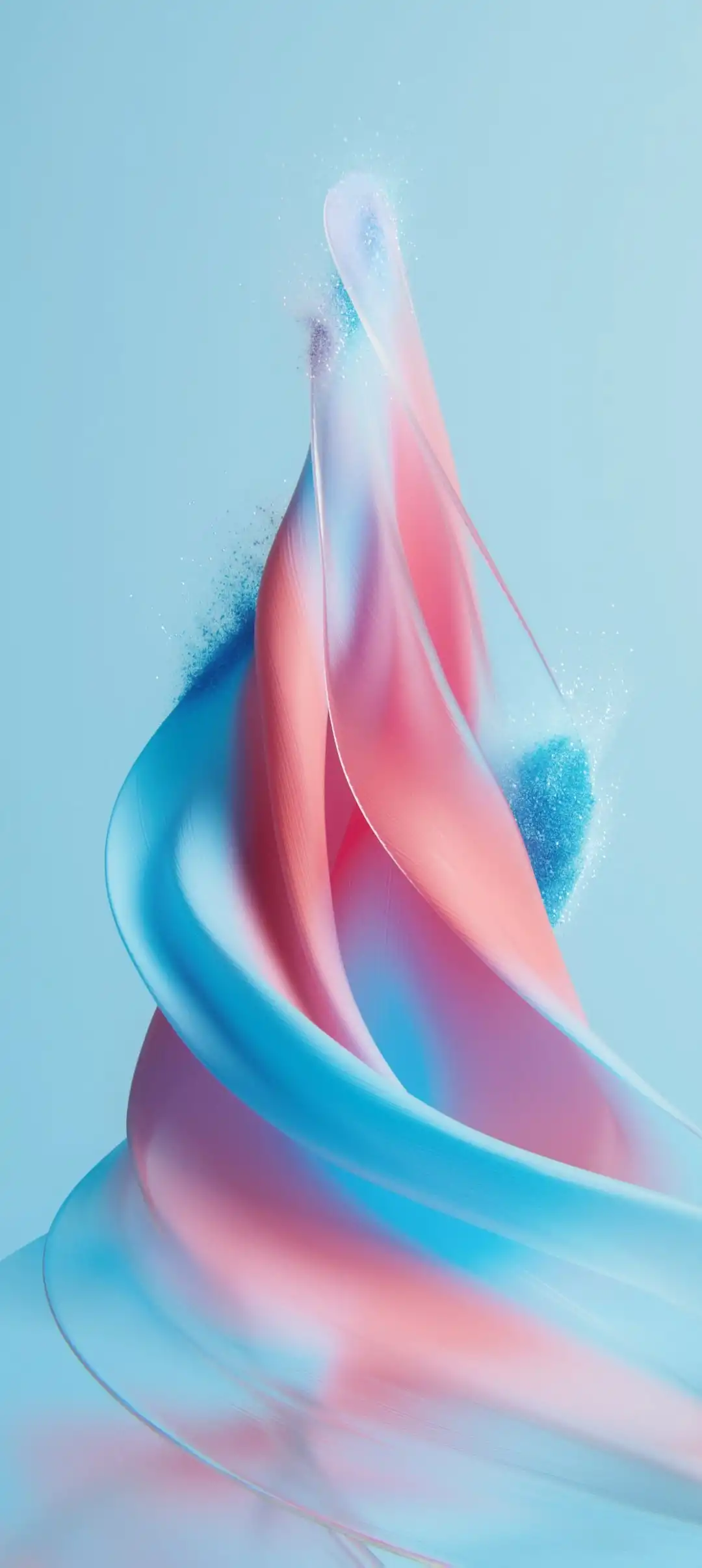 Pastel Blue Pink Flowing Ribbon Abstract 4K
