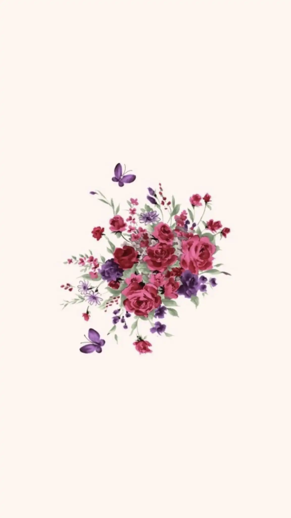 Pink Roses Purple Butterflies Watercolor Bouquet HD