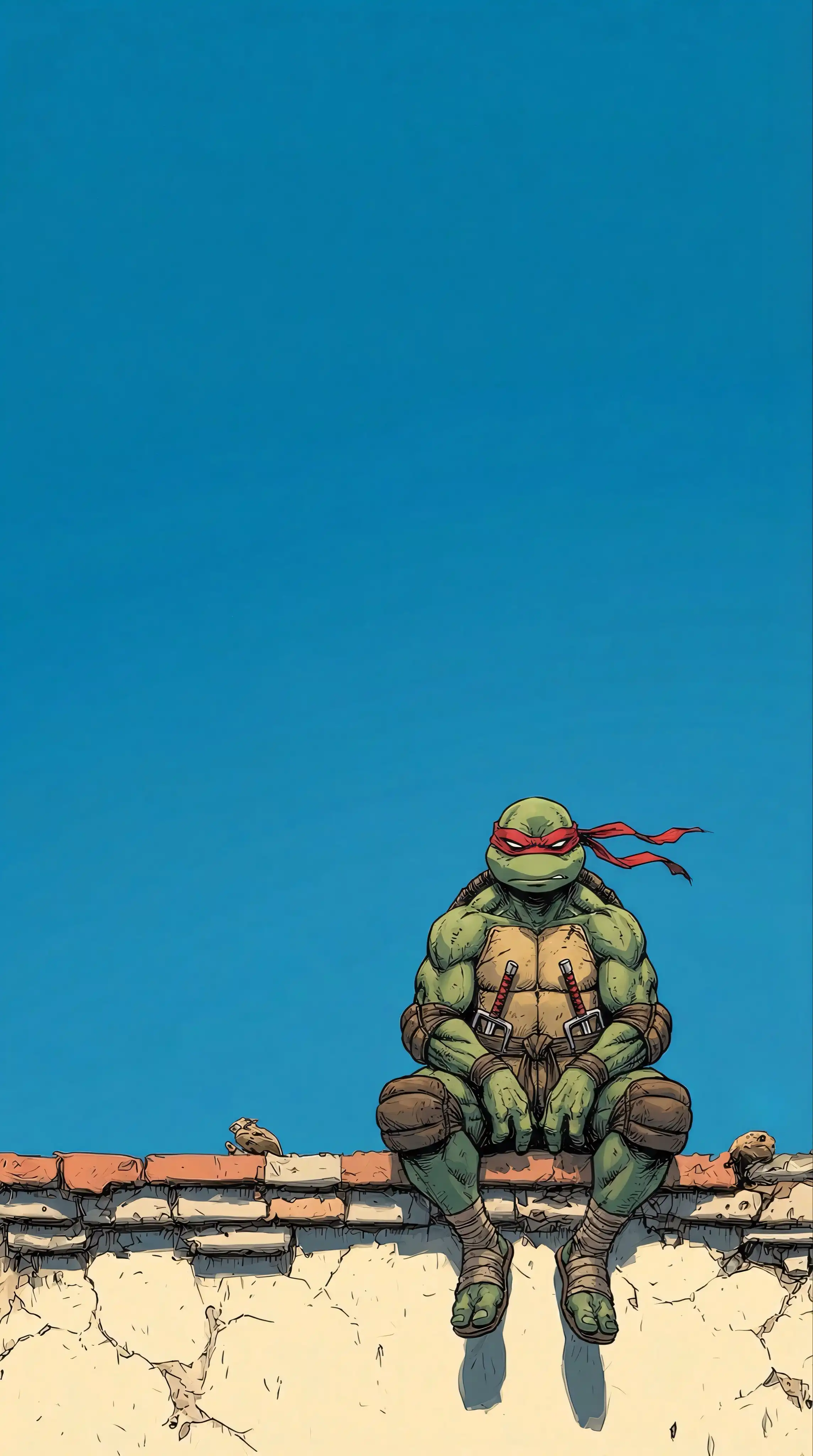 Raphael TMNT Rooftop Sai Intense Blue Sky 4K