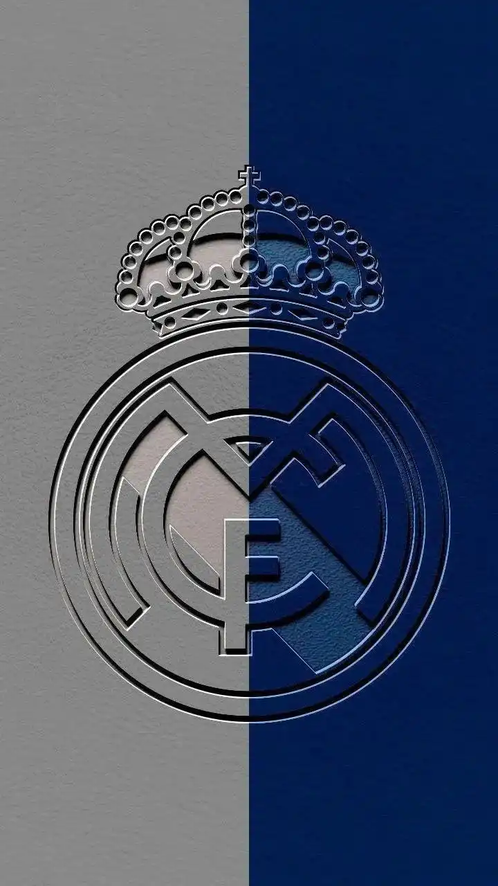 Real Madrid Split Gray Blue Crown Logo 4K