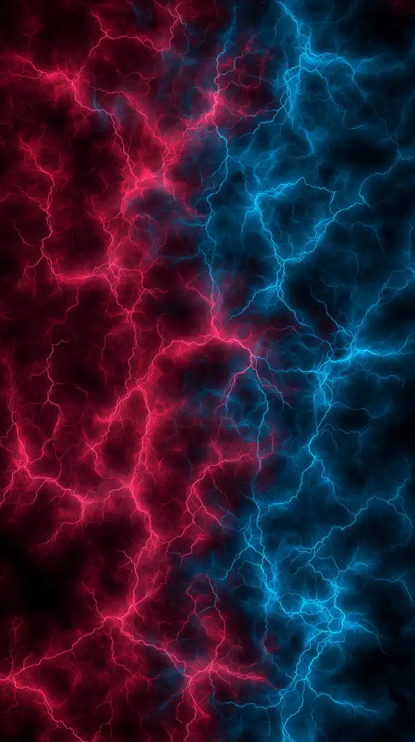 Red and Blue Electric Lightning Energy 4K
